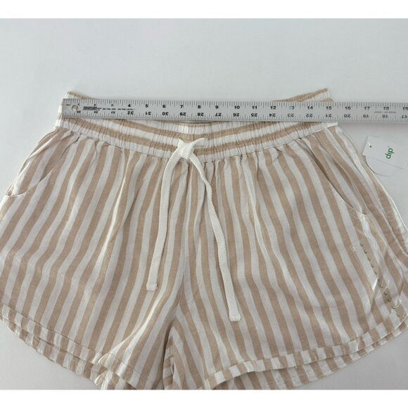 NWT DIP Linen Blend Elastic Waist Pull On Striped Shorts Sz L Pockets Beach Boho - Picture 7 of 9
